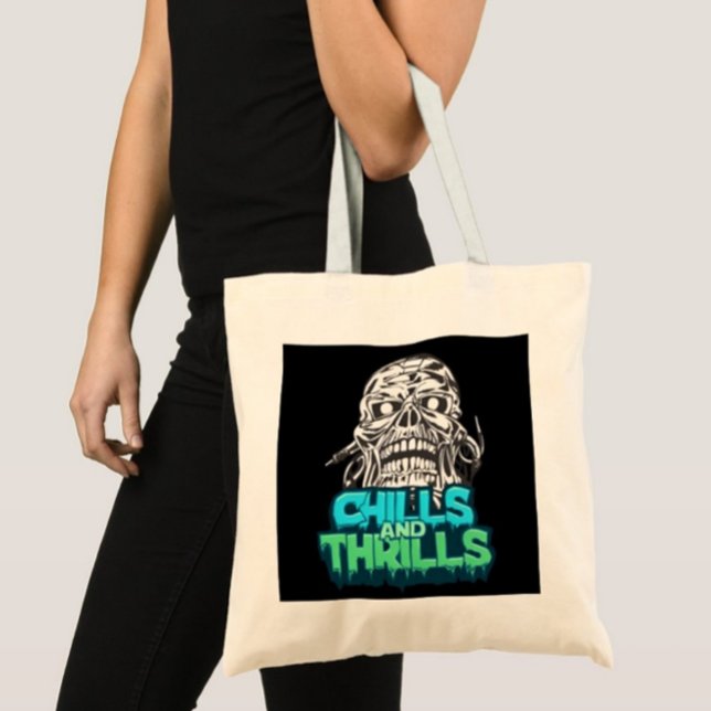 Kylor och trådar Skull Halloween Tote Bag Tygkasse (Skapare uppladdad)