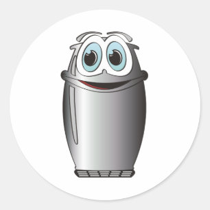 Kylskåp av rostfritt stål Tecknad Runt Klistermärke