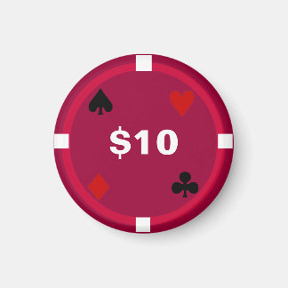 Kylskåp Poker-MÄRKRE som spelar Chip - $10 Magnet