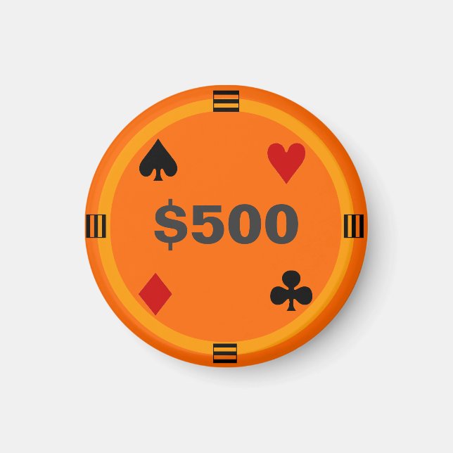Kylskåp Poker-MÄRKRE som spelar Chip - $500 Magnet (Framsidan)