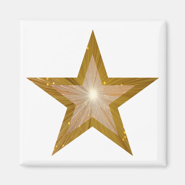 Kylskåpa, magnet guld, vit kvadrat (Framsidan)