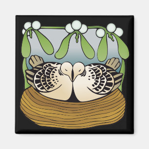 Kylskåpmagnet för två turtledoves magnet