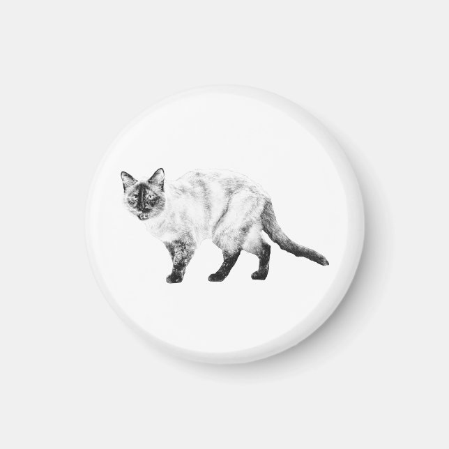 Kylskåpsvän, magnet med skuggad katt (Framsidan)