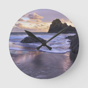 Kynance Cove, ödlan, Cornwall, UK Rund Klocka