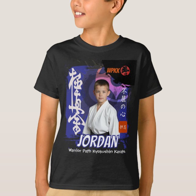 Kyokushin Dojo Foto Elevbild Blå Bälte Team T Shirt (Framsida)