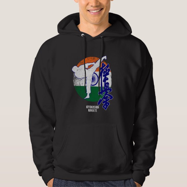 Kyokushin India Karate Indian flagga Kyokushinkai  Hoodie (Framsida)