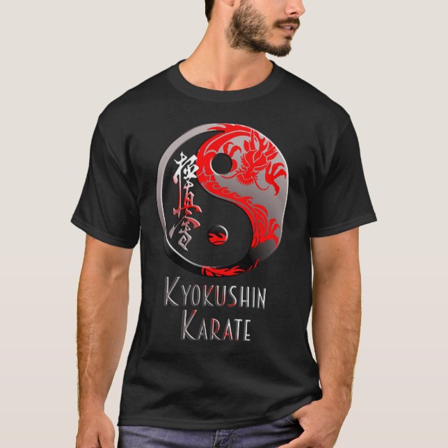 Kyokushin Karate Red Dragon - Martial Arts Budo T Shirt (Framsida)