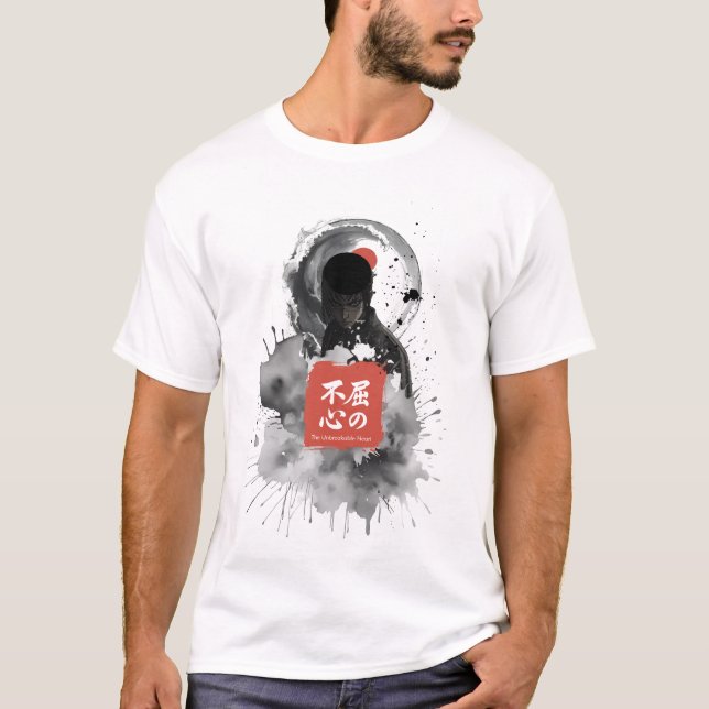 Kyokushin Sumi-E Warrior Ink Art Inspiration Kanji T Shirt (Framsida)