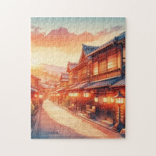 Kyoto Evening Street – Scenic Puzzle Pussel (Vertikal)