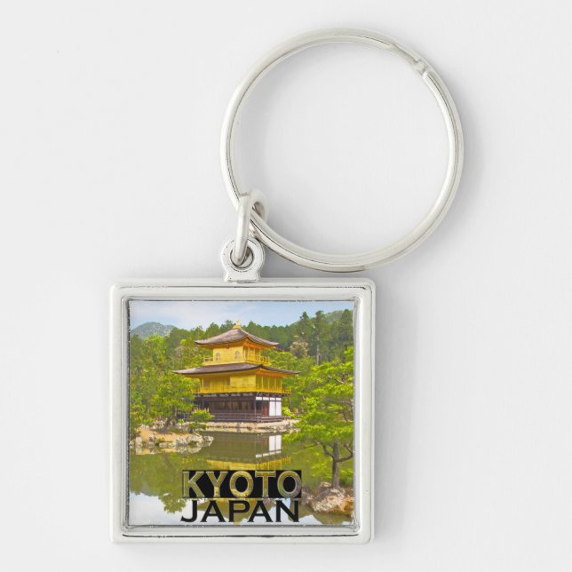 Kyoto Fyrkantig Silverfärgad Nyckelring (Framsidan)
