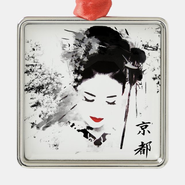 Kyoto Geisha Julgransprydnad Metall (Framsidan)