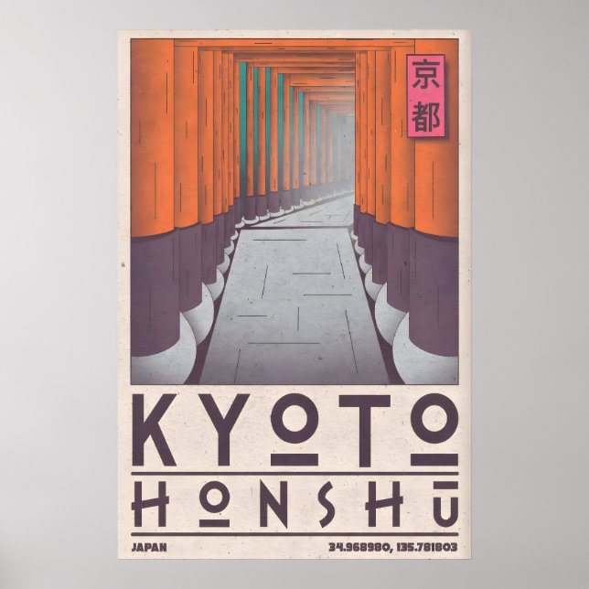 Kyoto Honshu Väggkonst Stilisera Shrine Gates (Framsidan)