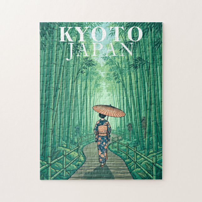 Kyoto Japan Bambu Skog Pussel Vintage  (Vertikal)