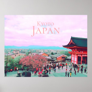 Kyoto Japan beskådar från det Kiyomizu-dera Poster