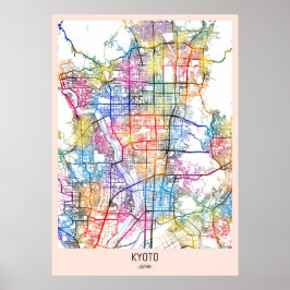 Kyoto Japan City Karta Poster