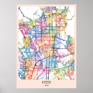 Kyoto Japan City Karta Poster
