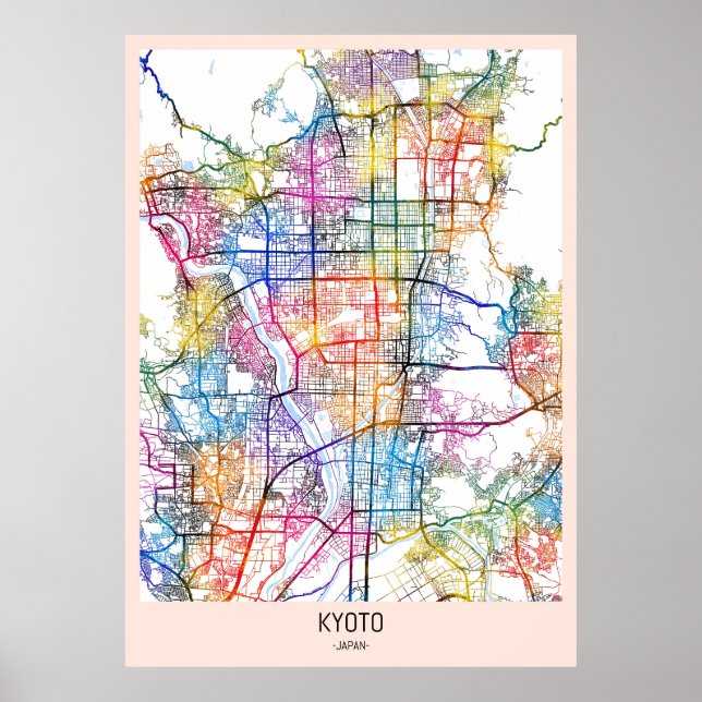 Kyoto Japan City Karta Poster (Framsidan)