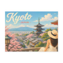 Kyoto - Japan Damen i hatten Resebrevkort