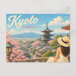 Kyoto - Japan Damen i hatten Resebrevkort Vykort
