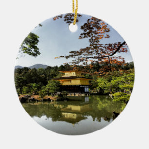 Kyoto Japan Goldentemple Temple Kinkaku-Ji Julgransprydnad Keramik