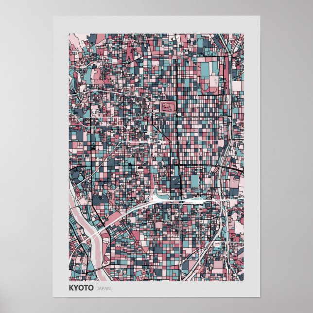 Kyoto Japan Karta Poster (Framsidan)