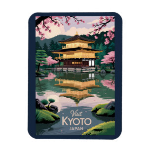Kyoto Japan Kinkaku-ji Illustration Resa Konst Vin Magnet