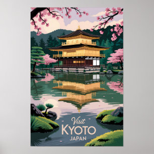 Kyoto Japan Kinkaku-ji Illustration Resa Konst Vin Poster