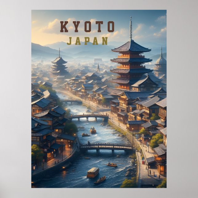 Kyoto Japan Landskap Resa Vintage Poster (Framsidan)