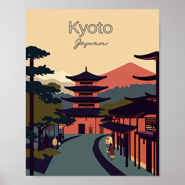 Kyoto Japan Minimalist Vintage Trave Poster (Framsidan)