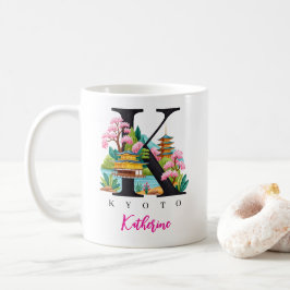 Kyoto Japan Monogram Bokstav K Personligt Gåva Kaffemugg
