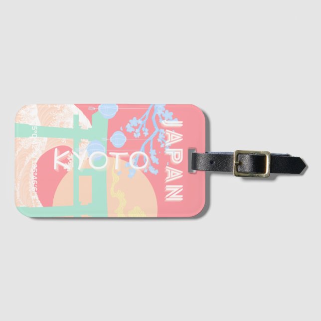 Kyoto Japan Pastel Travel Art Bagagebricka (Framsida horisontal)
