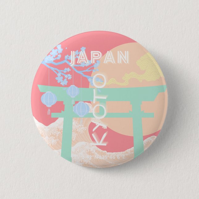 Kyoto Japan Pastel Travel Art Knapp (Framsida)