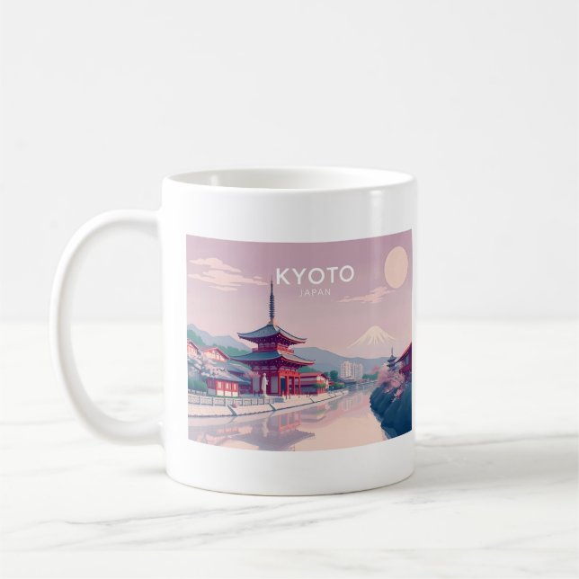 Kyoto Japan Pastel Travel Design Kaffemugg (Vänster)