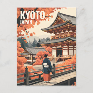 Kyoto Japan Resa Höst Tempel Retro Personlig Vykort