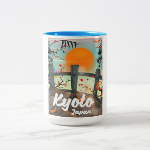 Kyoto Japan reseposter Två-Tonad Mugg