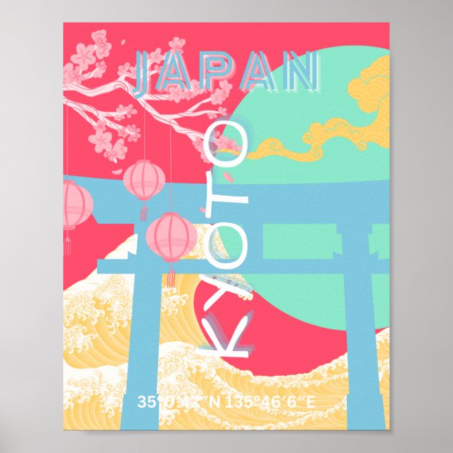 Kyoto Japan Retro Travel Art Poster (Framsidan)