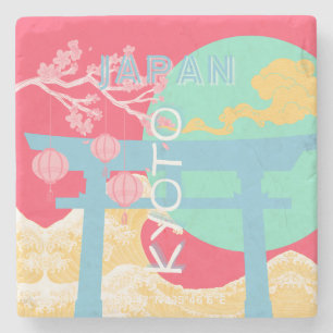 Kyoto Japan Retro Travel Art Stenunderlägg