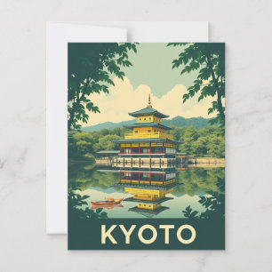 Kyoto, Japan Temple Travel Art Vykort