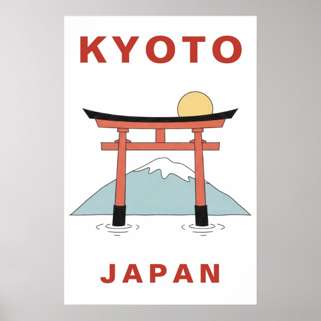 Kyoto Japan Torii Gate Art Minimalist Travel Poster (Framsidan)