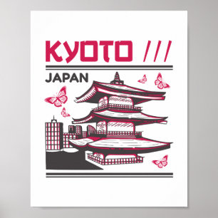 Kyoto Japan Traditionell Tempel Urban Konst Design Poster