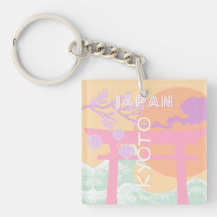 Kyoto Japan Travel Art, Orange Pastel Art