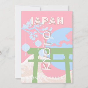 Kyoto Japan Travel Art, Pastel Travel Art Julkort