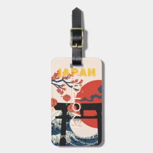 Kyoto Japan Travel Art, Retro Travel Art Bagagebricka