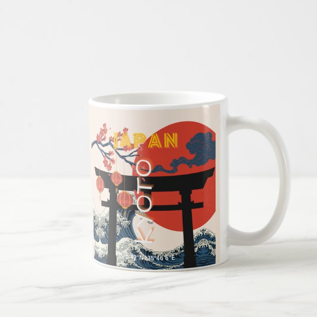 Kyoto Japan Travel Art, Retro Travel Art Kaffemugg (Höger)