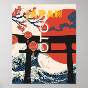 Kyoto Japan Travel Art, Retro Travel Art Poster