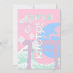 Kyoto Japan Travel Art, Rosa Preppy Art Julkort