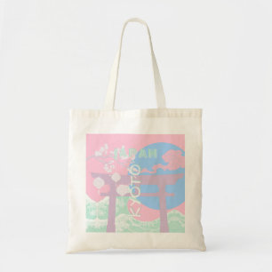 Kyoto Japan Travel Art, Rosa Preppy Art Tygkasse