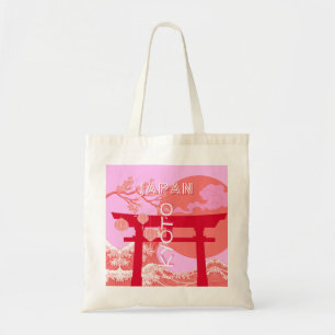 Kyoto Japan Travel Art, Rosa Retro Travel Art Tygkasse