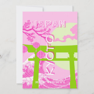 Kyoto Japan Travel Art, Rosa Travel Art Julkort