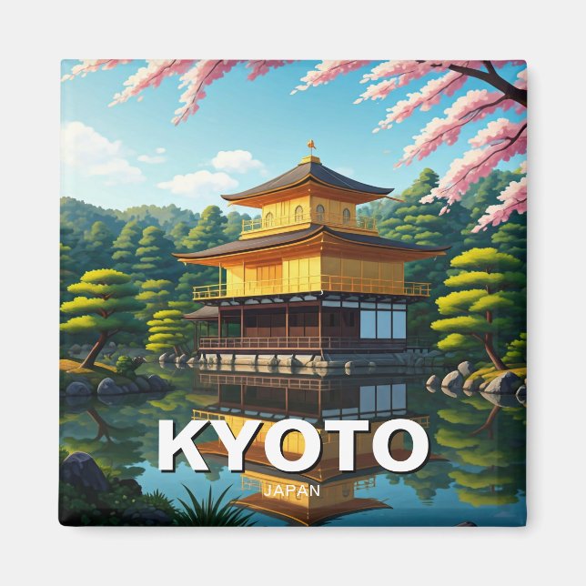 Kyoto Japan Travel Kinkakuji Golden Pavilion Magnet (Framsidan)